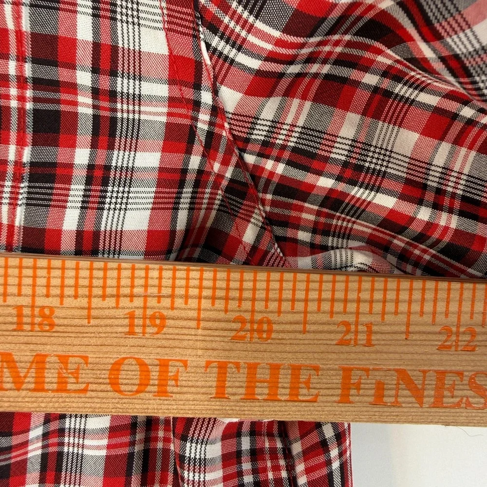 The North Face Shirt Mens Medium Flap Pocket‎ Button Up Red Plaid Short Sleeve